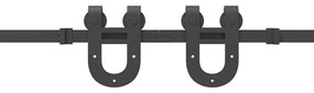 Kit de ferragens para porta deslizante 366 cm aço preto