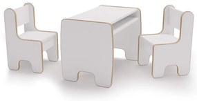 Mesa infantil + duas cadeiras em branco