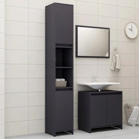vidaXL 3 pcs conjunto móveis de casa de banho contraplacado cinzento