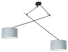 Candeeiro de suspensão preto com cúpula 35 cm azul claro ajustável 2 luzes - Blitz Moderno