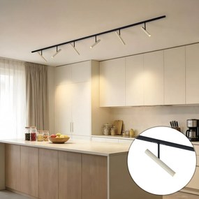 Sistema de iluminação de trilho moderno preto com 6 focos bege monofásicos - Slimline Avery