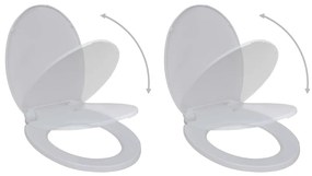 275927 vidaXL Tampos sanita com tampas de fecho suave 2 pcs plástico branco