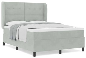 Cama Box com Colchão vidaXL - Cinzento-claro, 140x190 cm, Veludo