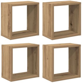 vidaXL Prateleiras de Parede 4 pcs Carvalho Artesanal 26 x 15 x 26 cm
