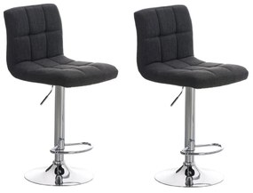 Conjunto de 2 bancos de bar Peru em tecido e com estrutura cromada 46 x 94-114 x 47 cm Cinzento escuro