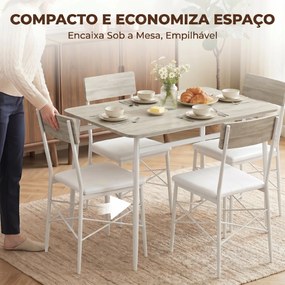 Conjunto de Jantar 5 Peças Mesa de Cozinha Retangular com 4 Cadeiras Acolchoadas 106x66x75 cm Carvalho