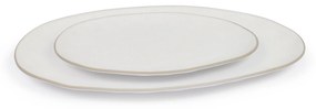 Kave Home - Set Ryba de 2 travessas de porcelana branco e castanho
