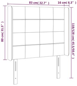 Cabeceira de cama c/ abas tecido 83x16x118/128cm cinzento-claro