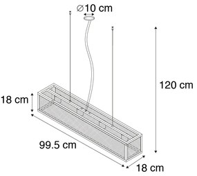 Candeeiro suspenso industrial preto com malha 4 luzes - Gaiola Industrial