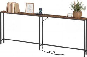 Mesa consola 15 x 200 x 80 cm, mesa de apoio, mesa de entrada, estreita castanho-preto