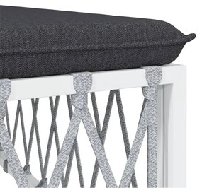 7 pcs conjunto lounge de jardim com almofadões aço branco