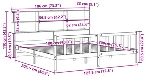 Cama com estante sem colchão 180x200 cm pinho maciço