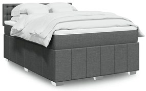 vidaXL Cama com molas/colchão 140x200 cm tecido cinzento-escuro