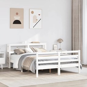 Cama sem colchão 140x190 cm madeira de pinho maciça branco