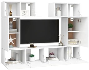 6 pcs conjunto de móveis de TV contraplacado branco