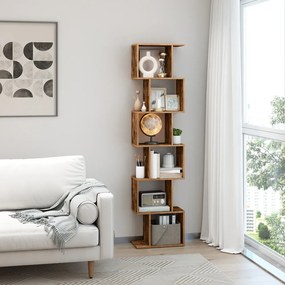 Estante com 6 prateleiras 24 x 40 x 191 cm moderna para sala de estar castanho