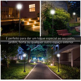Candeeiro Solar de Jardim – 18x18x160 cm – Preto – Estrutura em Aço In