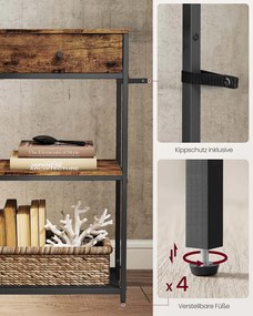 Mesa consola estreita com duas gavetas em tecido 24 x 76 x 80 cm Castanho vinatge + Preto