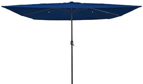 vidaXL Guarda-sol Quadrado de Jardim com Luzes LED 295x245 cm Azul Celeste