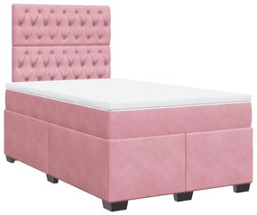 Cama boxspring com colchão 120x190 cm veludo rosa