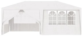 Tenda festas profissional + paredes laterais 4x6m 90g/m² branco