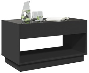 Mesa de centro luzes LED Infinity 90x50x50 cm preto