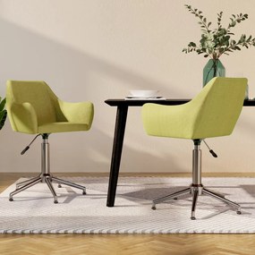 vidaXL Cadeiras de jantar giratórias 2 pcs tecido verde