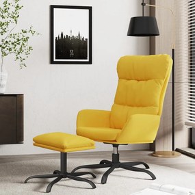 vidaXL Cadeira de descanso com banco tecido amarelo mostarda