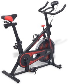 Bicicleta de treino c/ sensores de pulso preto e vermelho