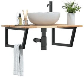 vidaXL Prateleira de parede p/ lavatório aço/madeira de acácia maciça