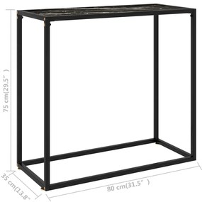 Mesa consola 80x35x75 cm vidro temperado preto