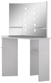 Toucador de canto com LED 111x54x141,5 cm cinzento cimento