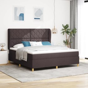 Cama Box Spring vidaXL com Colchão Marrom Escuro 180x200 cm Tecido