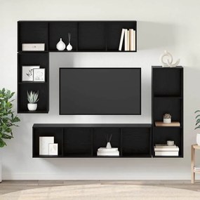 Conjunto de móvel de TV 4 pcs Carvalho preto Madeira processada
