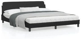 vidaXL Estrutura de cama c/ cabeceira 180x200cm couro artificial preto