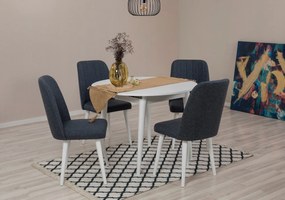 Conjunto de Mesa de Jantar Extensível e Cadeiras Vina – Branco e Azul