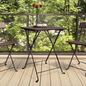 319984 vidaXL Mesa de bistrô dobrável 55x54x71 cm vime PE castanho