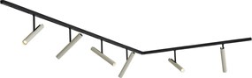 Sistema de iluminação de trilho moderno preto com 6 focos bege monofásicos - Slimline Avery