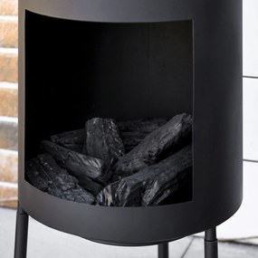 Outsunny Lareira de Jardim Braseiro Exterior de Metal com Atiçador e Chaminé para Fumaça para Varanda Campismo Ar Livre 30x30x105cm Preto