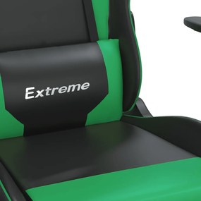 Cadeira gaming massagens couro artificial preto e verde