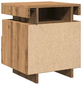 Mesa de cabeceira c/ LEDs 40x39x48,5 cm carvalho artisiano