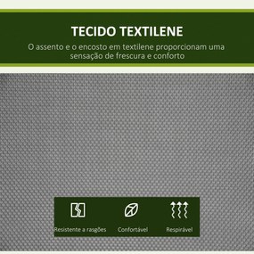 Baloiço de Jardim Exterior para 2 Pessoas Toldo Ajustável Estrutura em Aço Assentos de Textilene 140x118x162 cm Cinzento Escuro