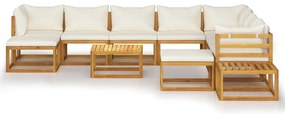 12 pcs conjunto lounge jardim c/ almofadões acácia maciça creme