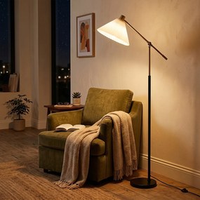 Candeeiro de Pé, Altura 157cm e Ângulo Ajustáveis, Dourado
