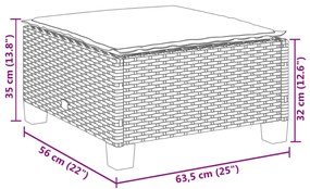 8 pcs conjunto sofás de jardim c/ almofadões vime PE cinzento