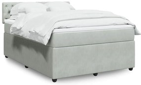 vidaXL Cama com molas/colchão 160x200 cm veludo cinzento-claro