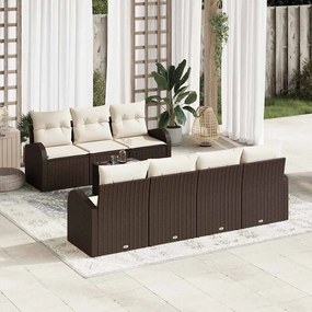 Conjunto de Sofás de Jardim de 8 Peças com Almofadas Marrom Rattan Pol