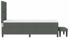Cama Box Spring com Colchão e Banco Cinza Escuro 90x190 cm Tecido