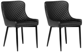 Conjunto de 2 cadeiras estofadas em pele sintética preta SOLANO Beliani