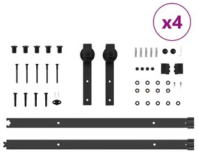 Kit de ferragens para porta deslizante 305 cm aço preto